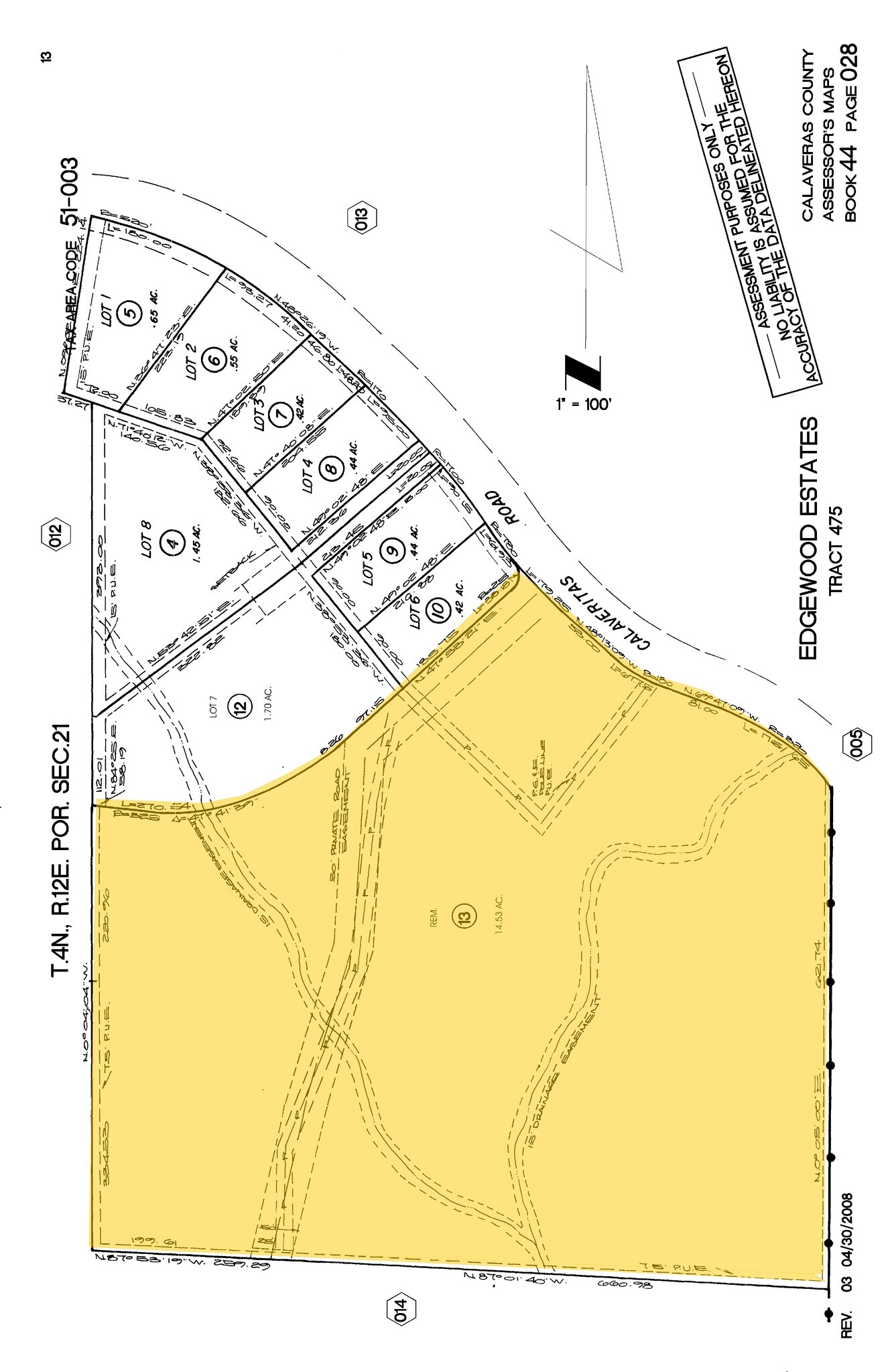 Edgewood & Calaveritas Rd, San Andreas, CA à vendre Plan cadastral– Image 1 sur 2