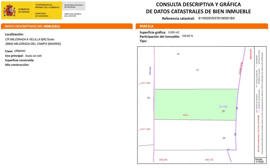 Terrain dans Mejorada del Campo, Madrid à vendre - Plan cadastral – Image 2 sur 6