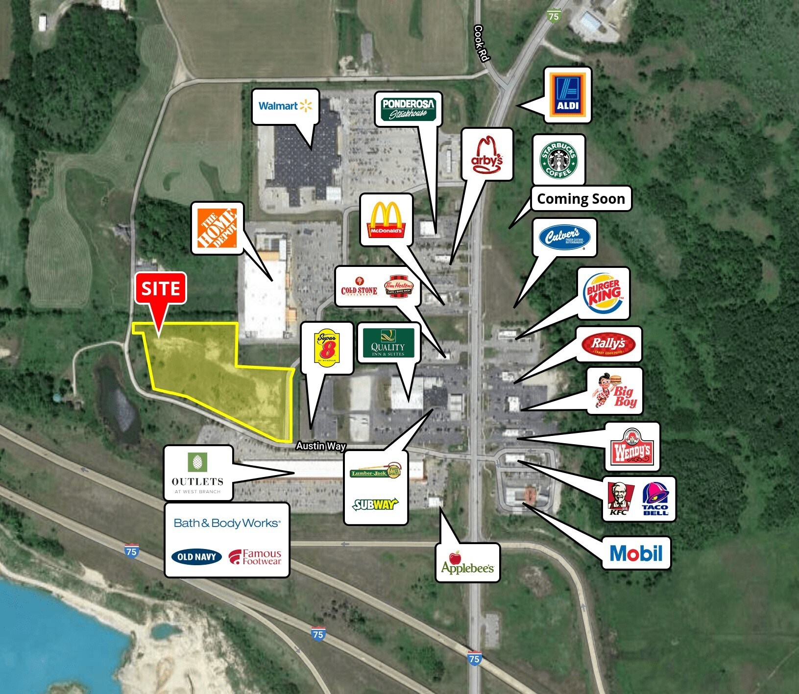 I-75 & Cook Rd, West Branch, MI à vendre Aérien– Image 1 sur 7