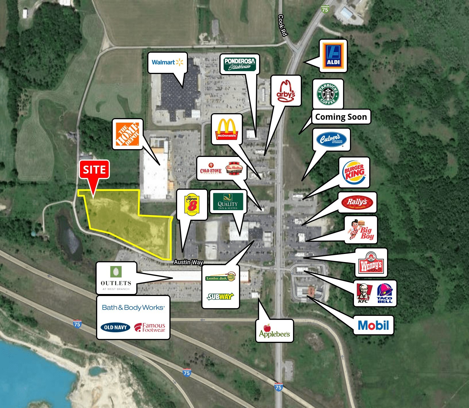 I-75 & Cook Rd, West Branch, MI à vendre Aérien– Image 1 sur 7
