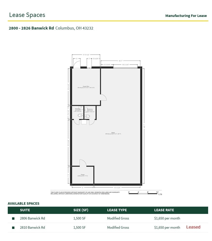 2800-2826 Banwick Rd, Columbus, OH à louer Plan d’étage– Image 1 sur 1
