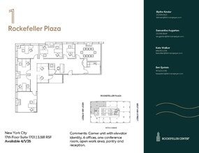 1 Rockefeller Plaza, New York, NY à louer Plan d’étage– Image 1 sur 1