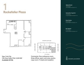 1 Rockefeller Plaza, New York, NY à louer Plan d’étage– Image 1 sur 1
