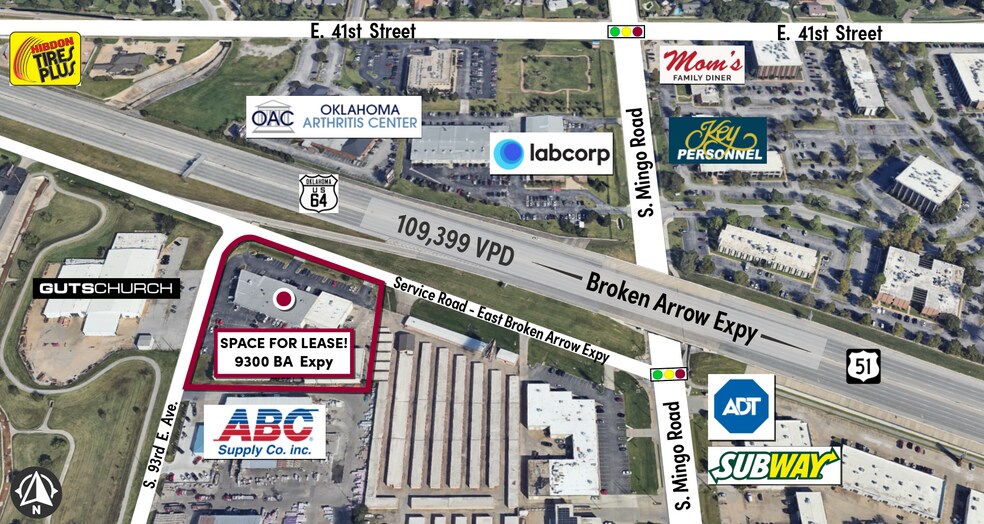 9300-9322 E Broken Arrow Expressway, Tulsa, OK à louer - Aérien – Image 3 sur 7