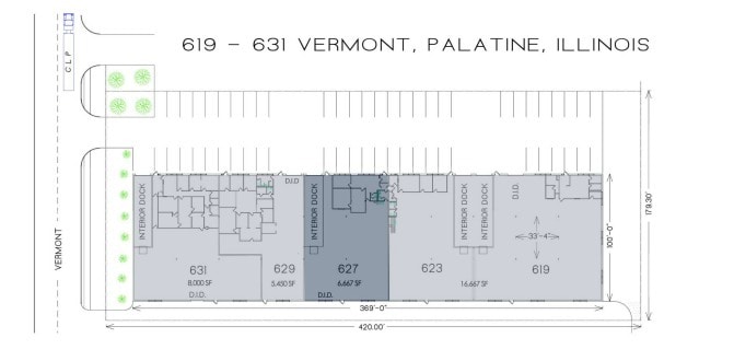 619-631 S Vermont St, Palatine, IL à louer Plan d’étage– Image 1 sur 1