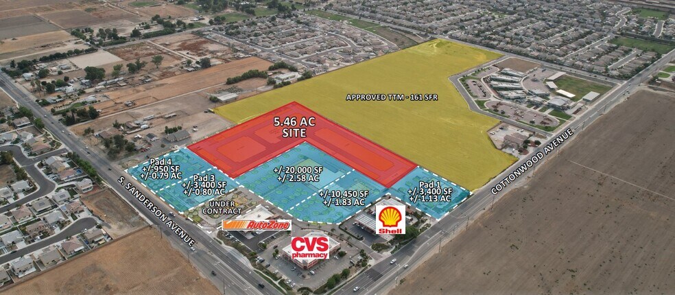 SWC Sanderson Ave & Cottonwood Ave, San Jacinto, CA à vendre - Aérien – Image 1 sur 2