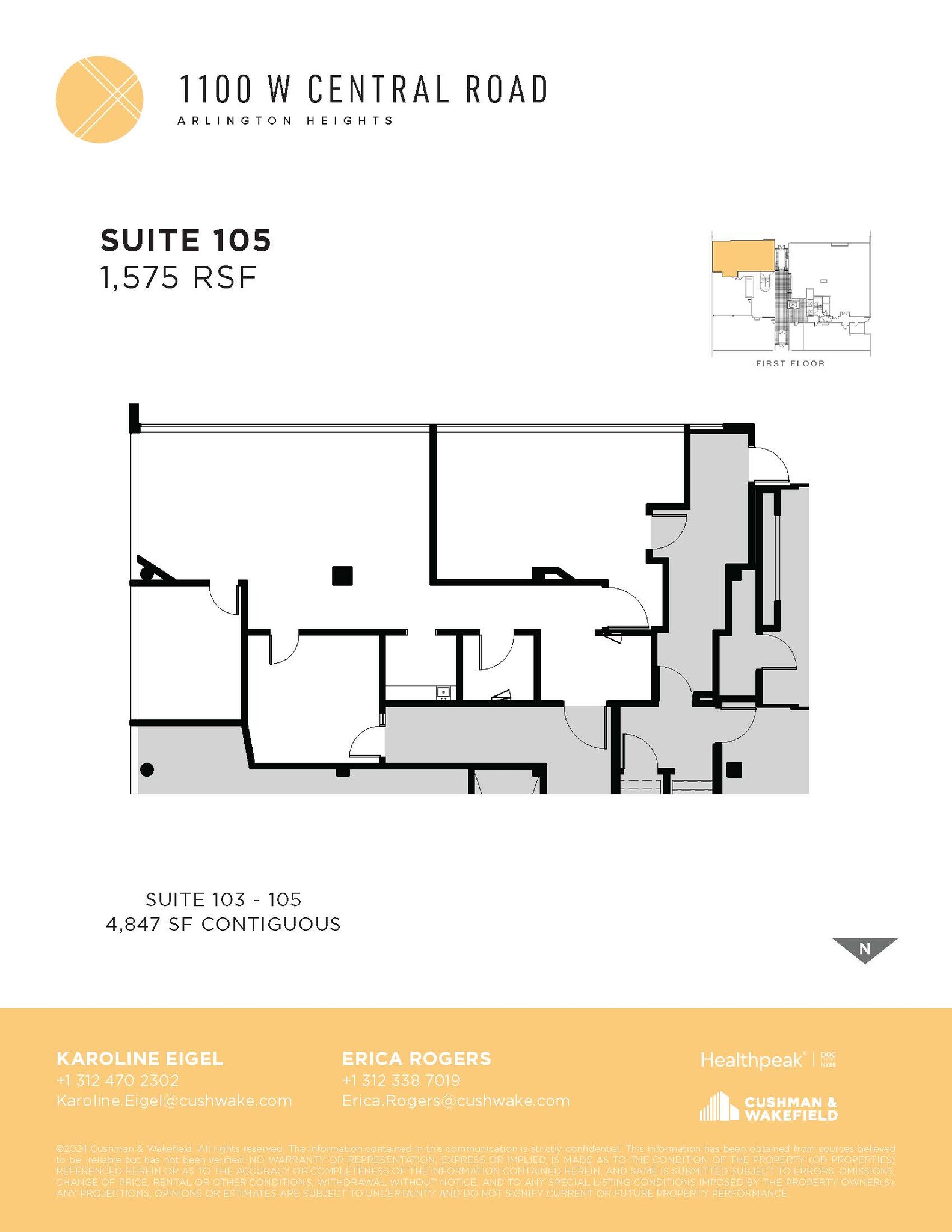 1100 W Central Rd, Arlington Heights, IL à louer Plan d’étage– Image 1 sur 1