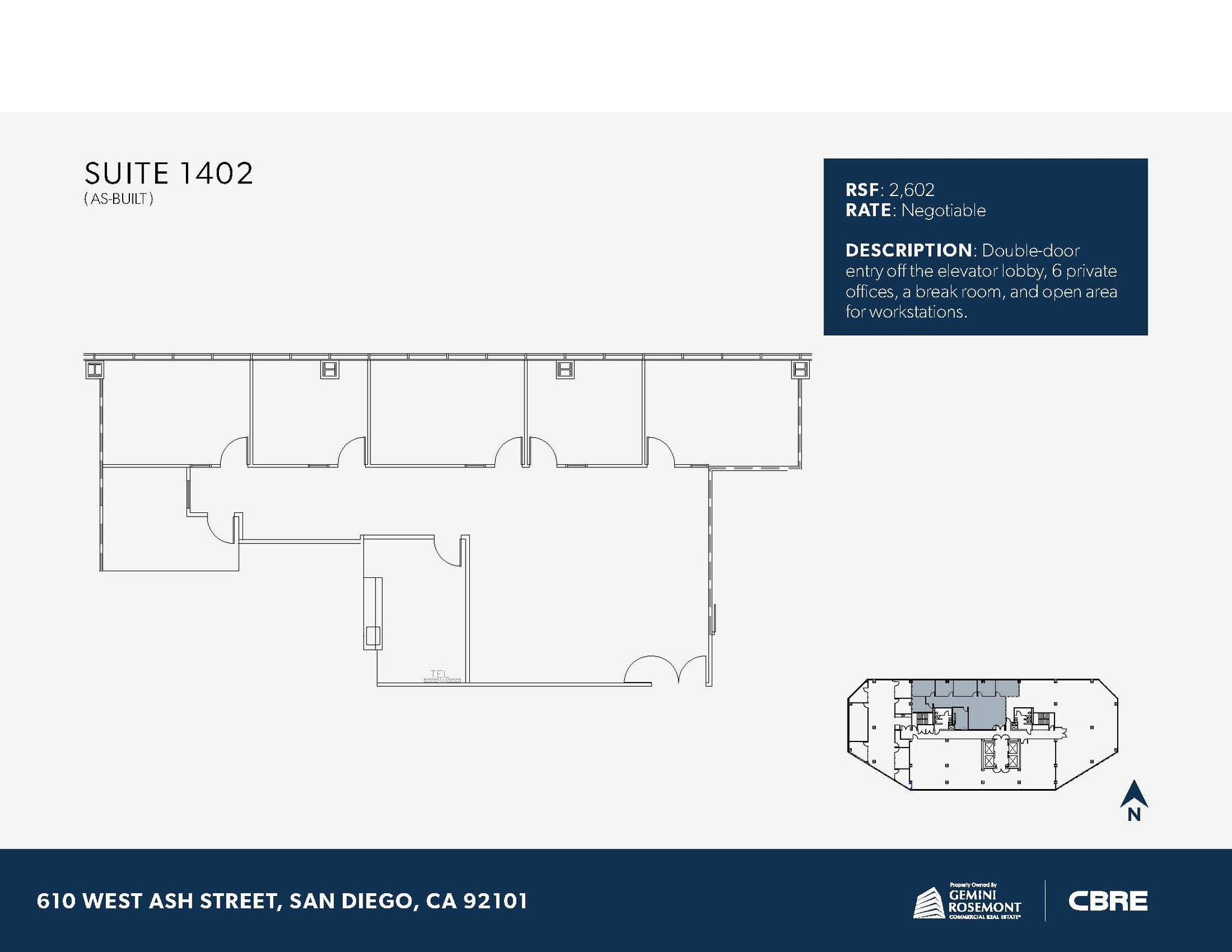 610 W Ash St, San Diego, CA à louer Plan d’étage– Image 1 sur 1