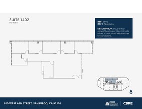 610 W Ash St, San Diego, CA à louer Plan d’étage– Image 1 sur 1