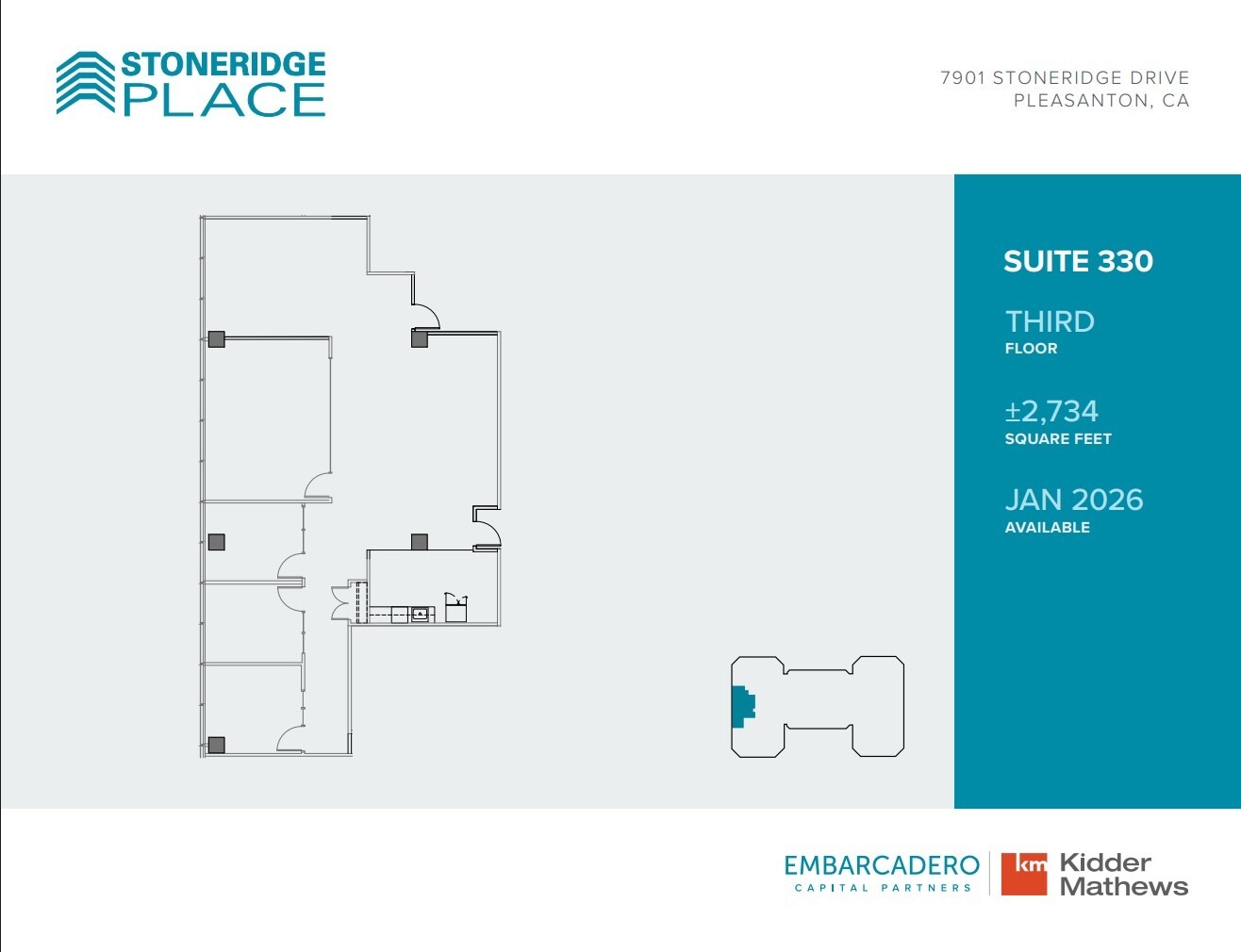 7901 Stoneridge Dr, Pleasanton, CA à louer Plan d’étage– Image 1 sur 2