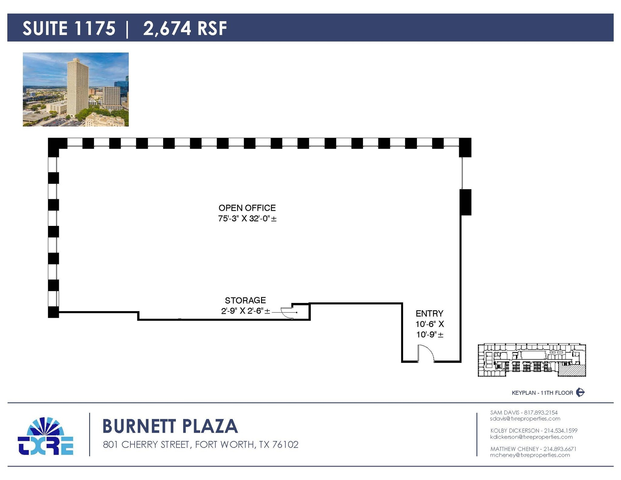 801 Cherry St, Fort Worth, TX à louer Plan d’étage– Image 1 sur 2
