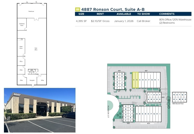 4883 Ronson Ct, San Diego, CA à louer Plan d’étage– Image 1 sur 2