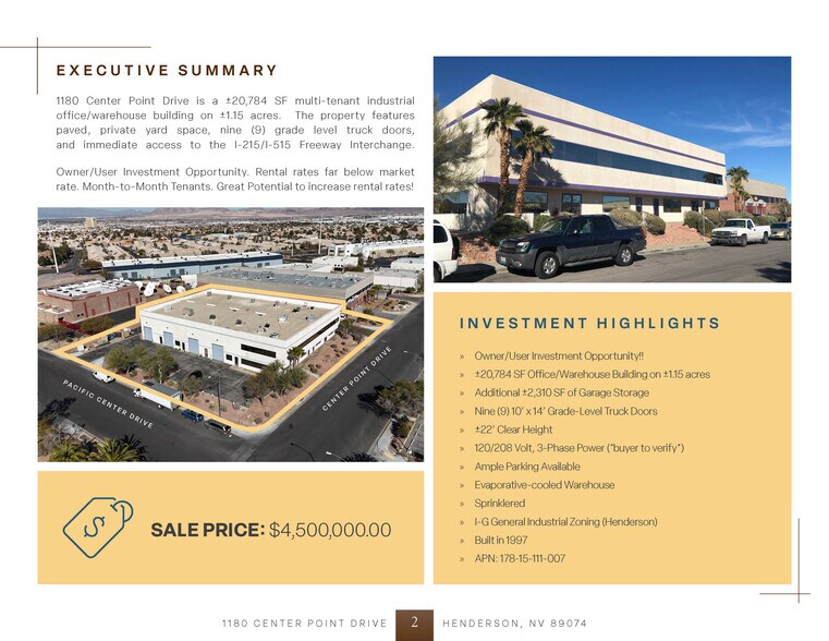 1180 Center Point Dr, Henderson, NV à vendre - Aérien – Image 3 sur 5