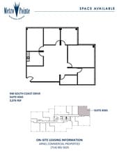940 S Coast Dr, Costa Mesa, CA à louer Plan d’étage– Image 1 sur 1