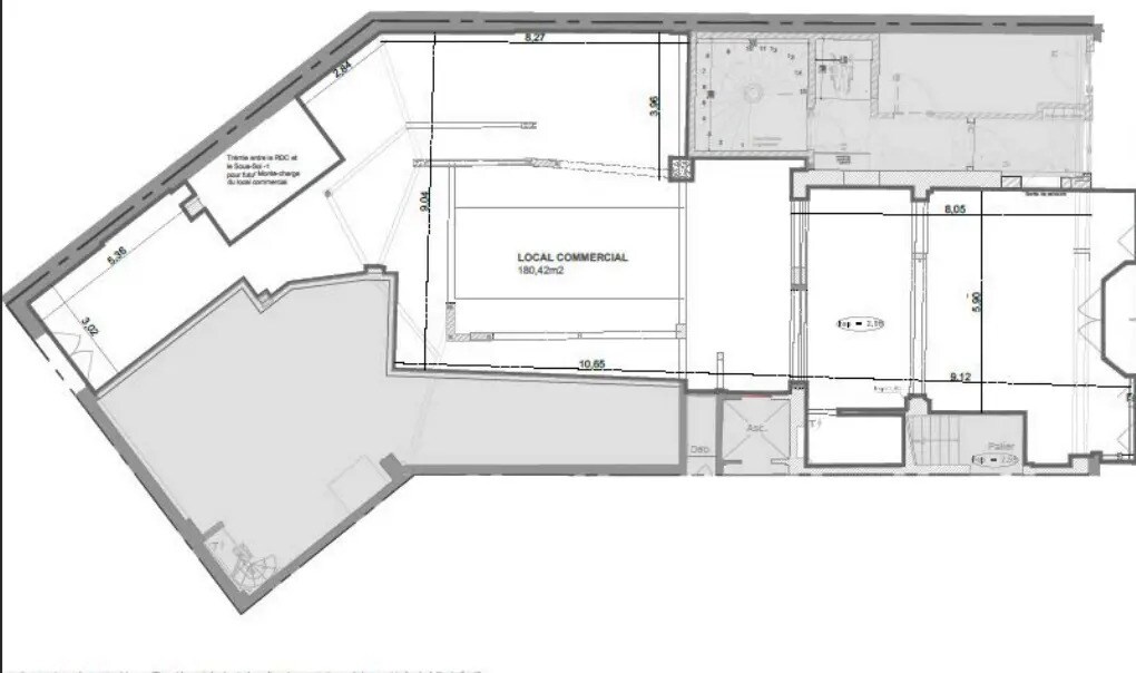 Local commercial dans Paris à louer Plan d’étage– Image 1 sur 5