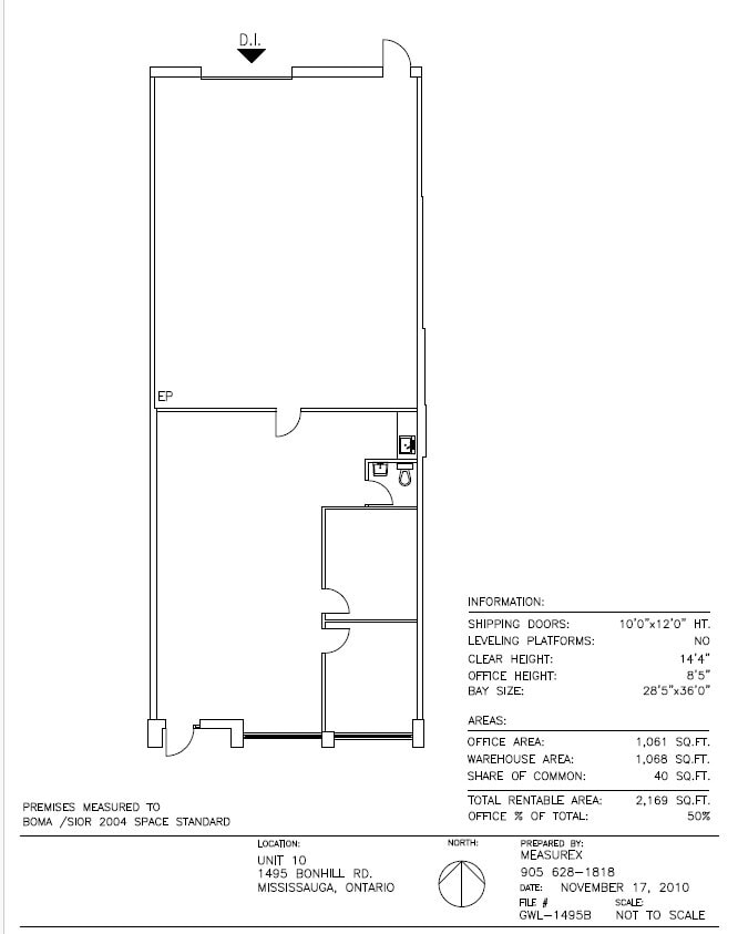 1495 Bonhill Rd, Mississauga, ON à louer Plan d’étage– Image 1 sur 1