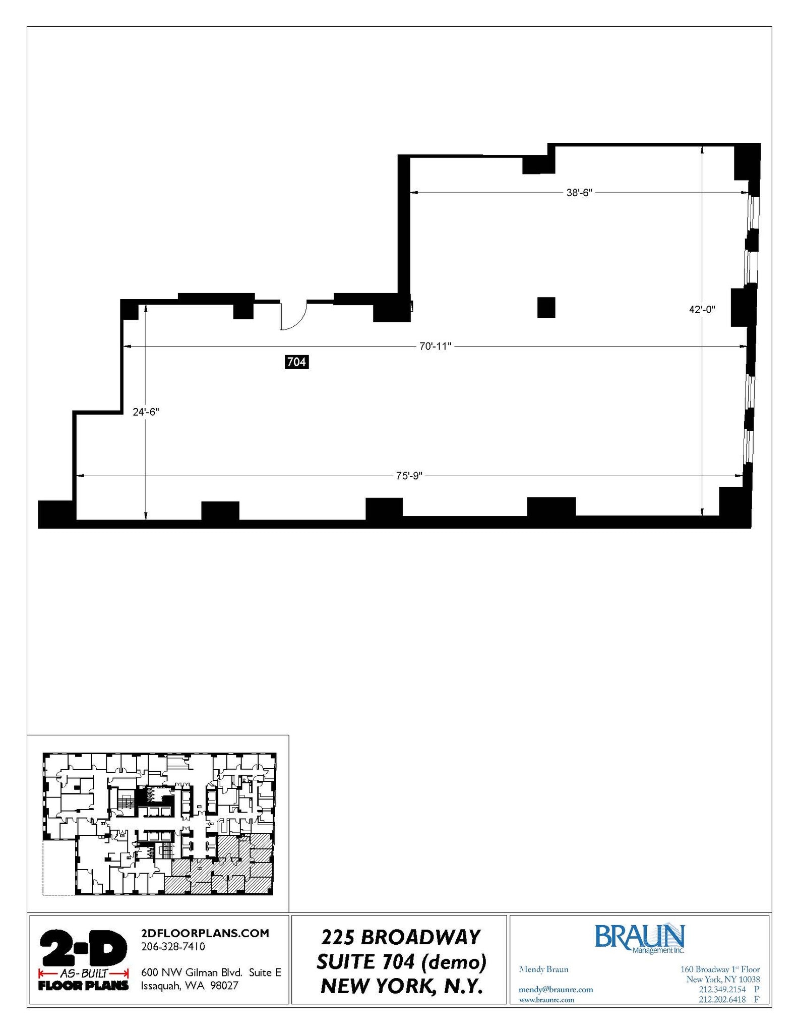 225 Broadway, New York, NY à louer Plan d’étage– Image 1 sur 2