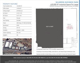 22520 Temescal Canyon Rd, Corona, CA à louer Plan d’étage– Image 1 sur 1