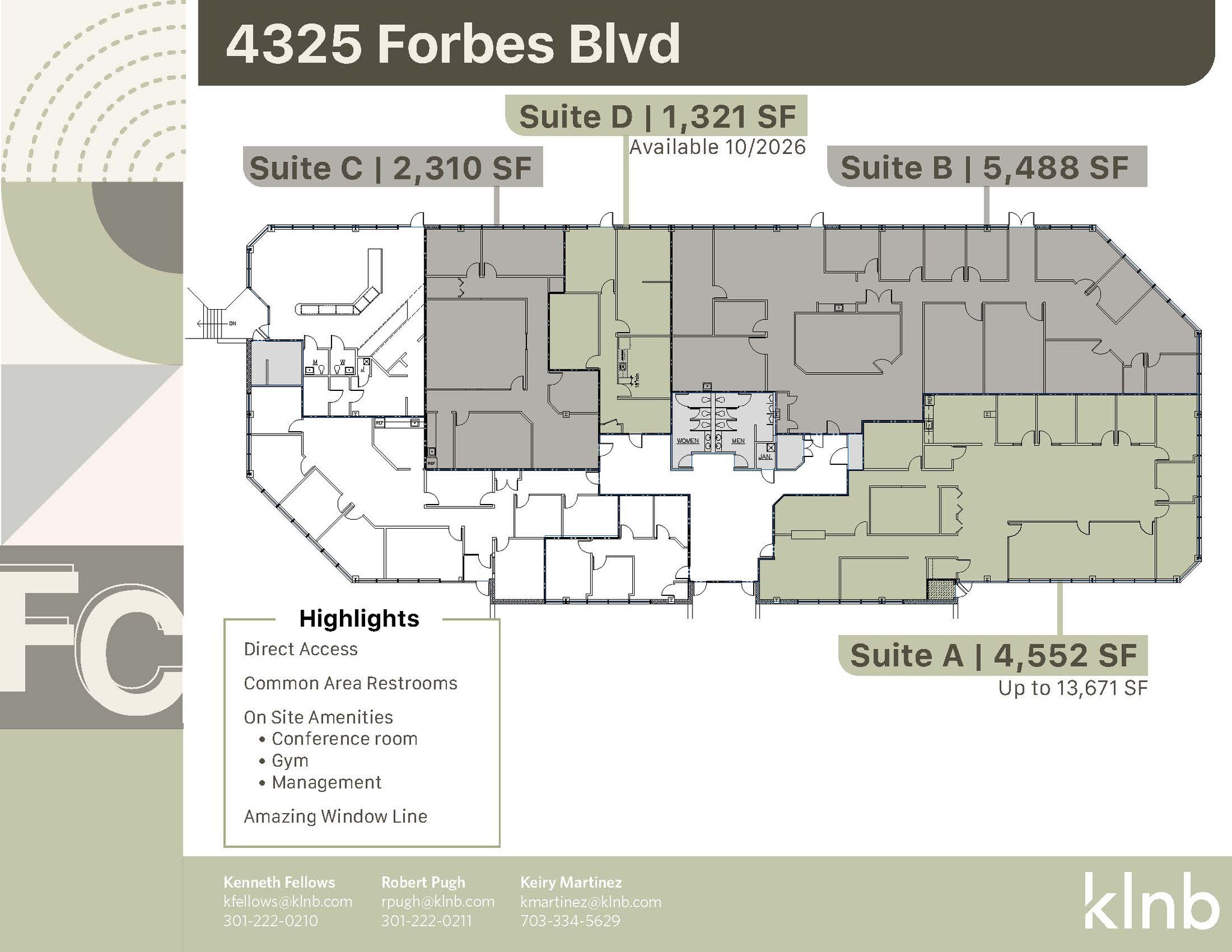 4315-4325 Forbes Blvd, Lanham, MD à louer Plan d’étage– Image 1 sur 4