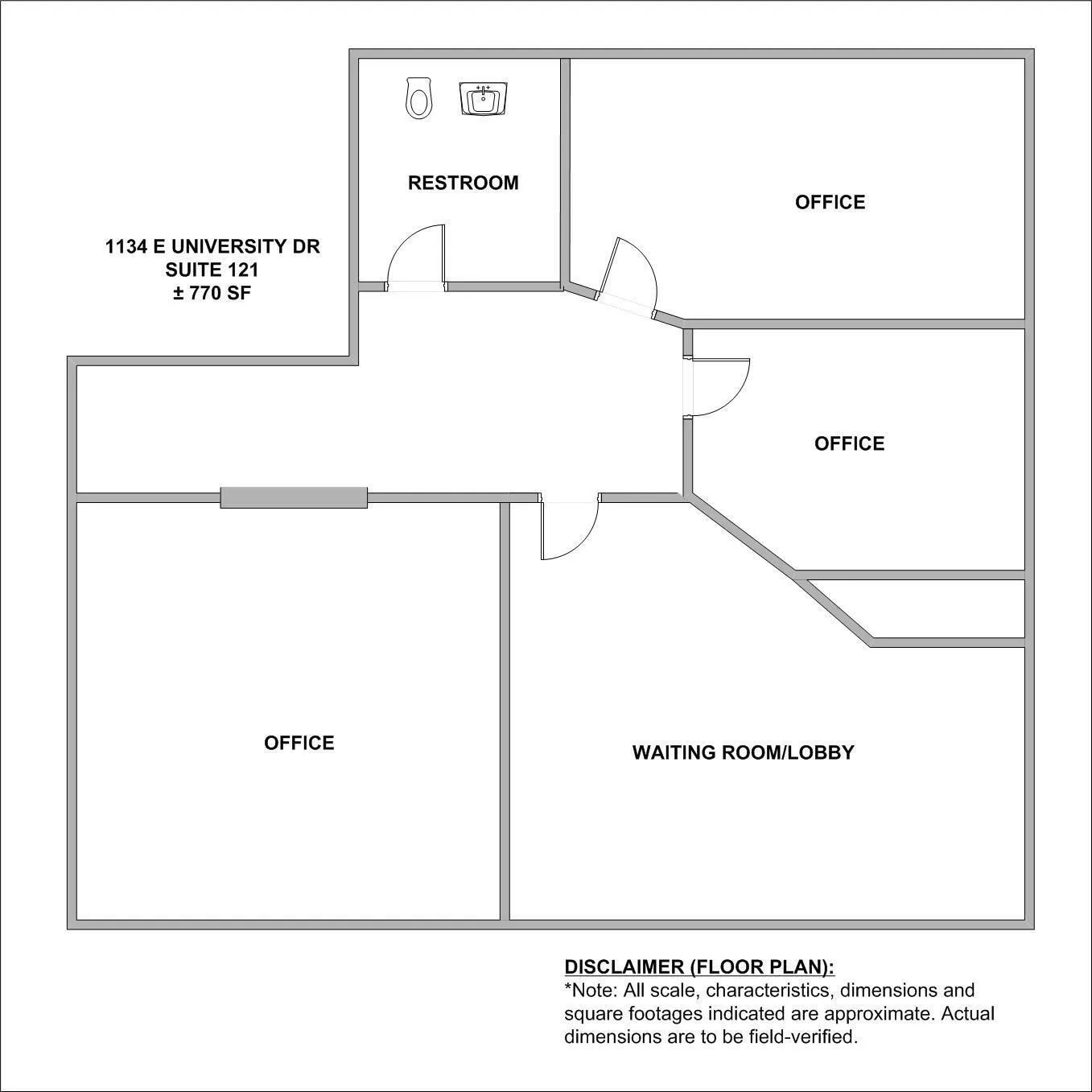 1134 E University Dr, Mesa, AZ à louer Plan d’étage– Image 1 sur 1