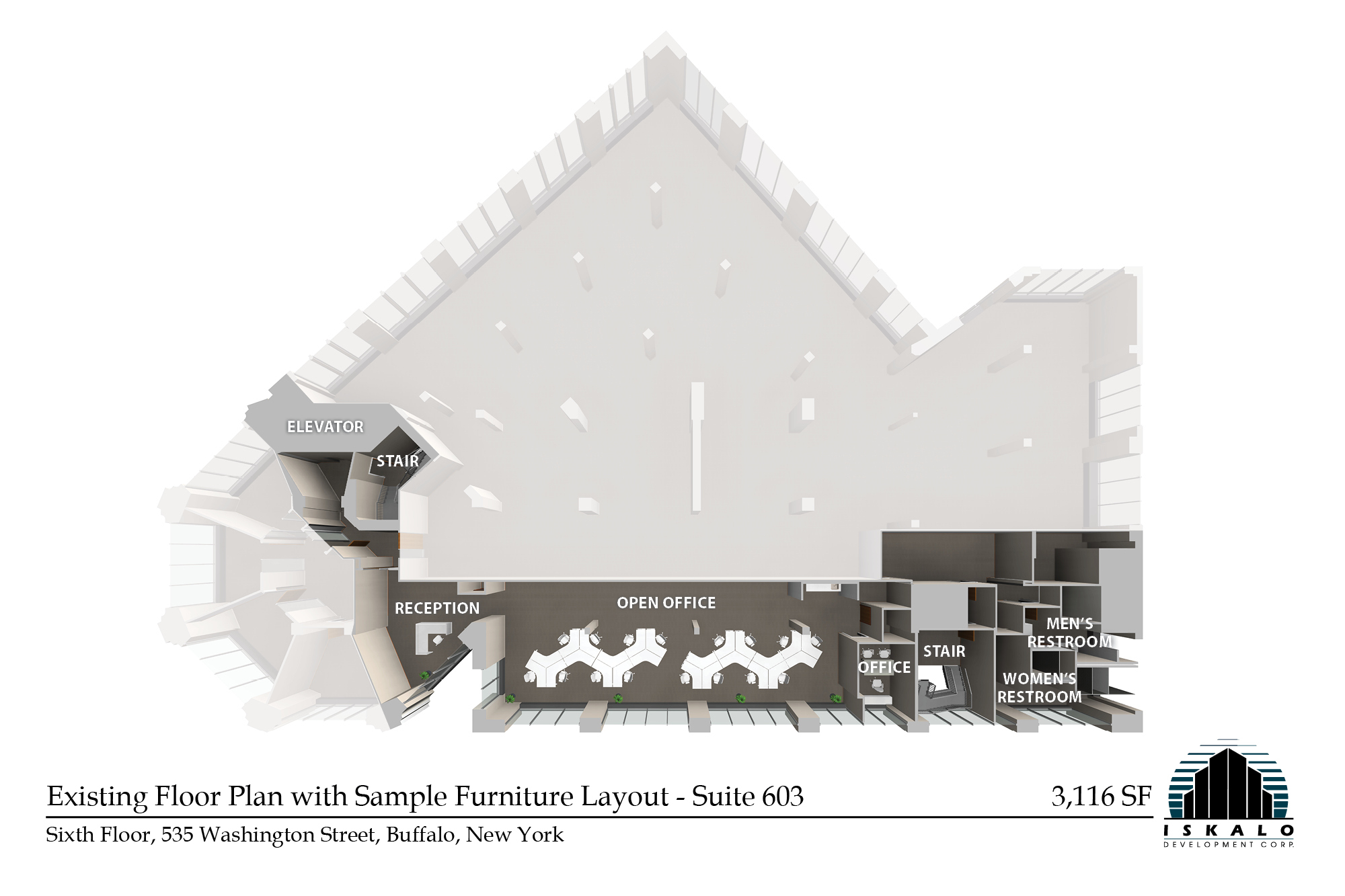 535 Washington St, Buffalo, NY à louer Plan d’étage– Image 1 sur 3