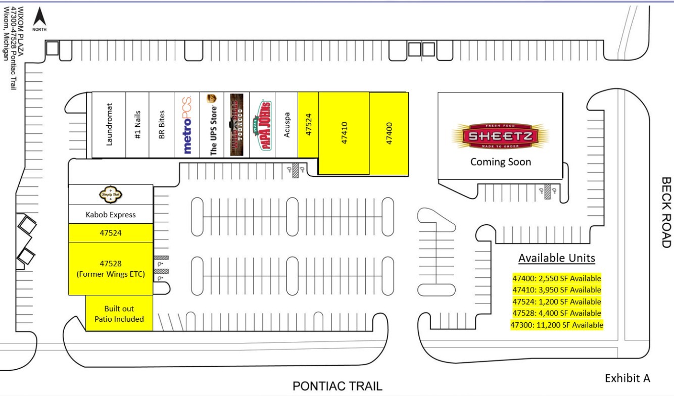 47300-47528 Pontiac Trl, Wixom, MI à louer Plan d’étage– Image 1 sur 1