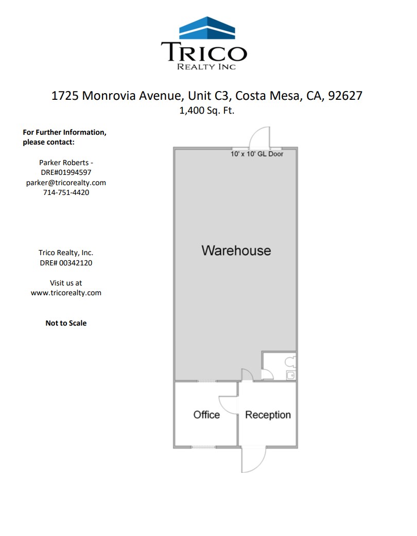 1725 Monrovia Ave, Costa Mesa, CA à louer Plan d’étage– Image 1 sur 1