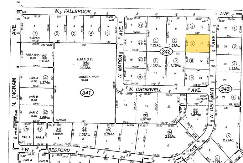 7621 N Del Mar Ave, Fresno, CA à louer - Plan cadastral – Image 2 sur 13
