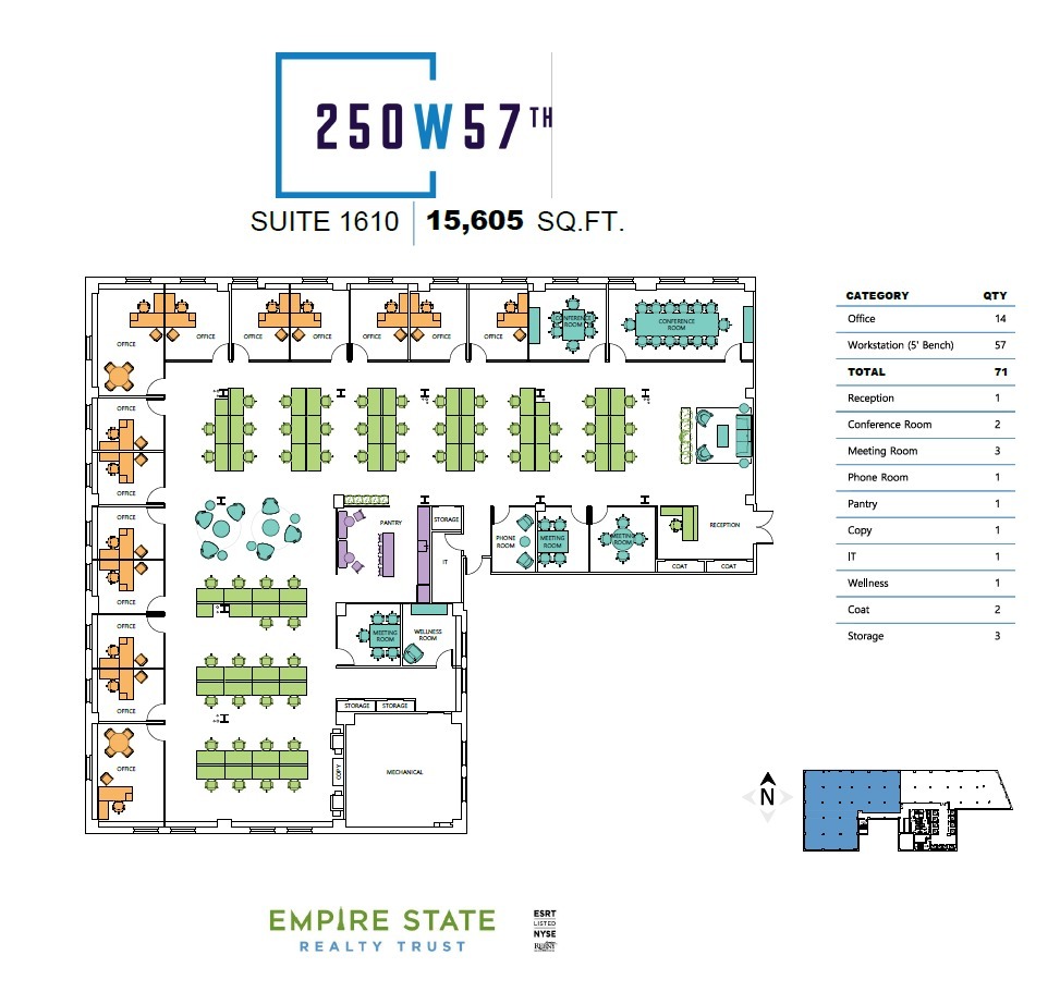 250 W 57th St, New York, NY à louer Plan d’étage– Image 1 sur 3