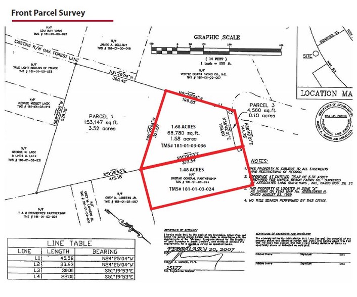 0 Oak Forest Ln, Myrtle Beach, SC à louer - Plan cadastral – Image 3 sur 6