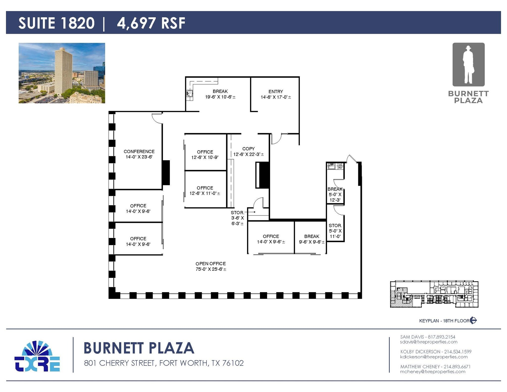 801 Cherry St, Fort Worth, TX à louer Plan d’étage– Image 1 sur 1