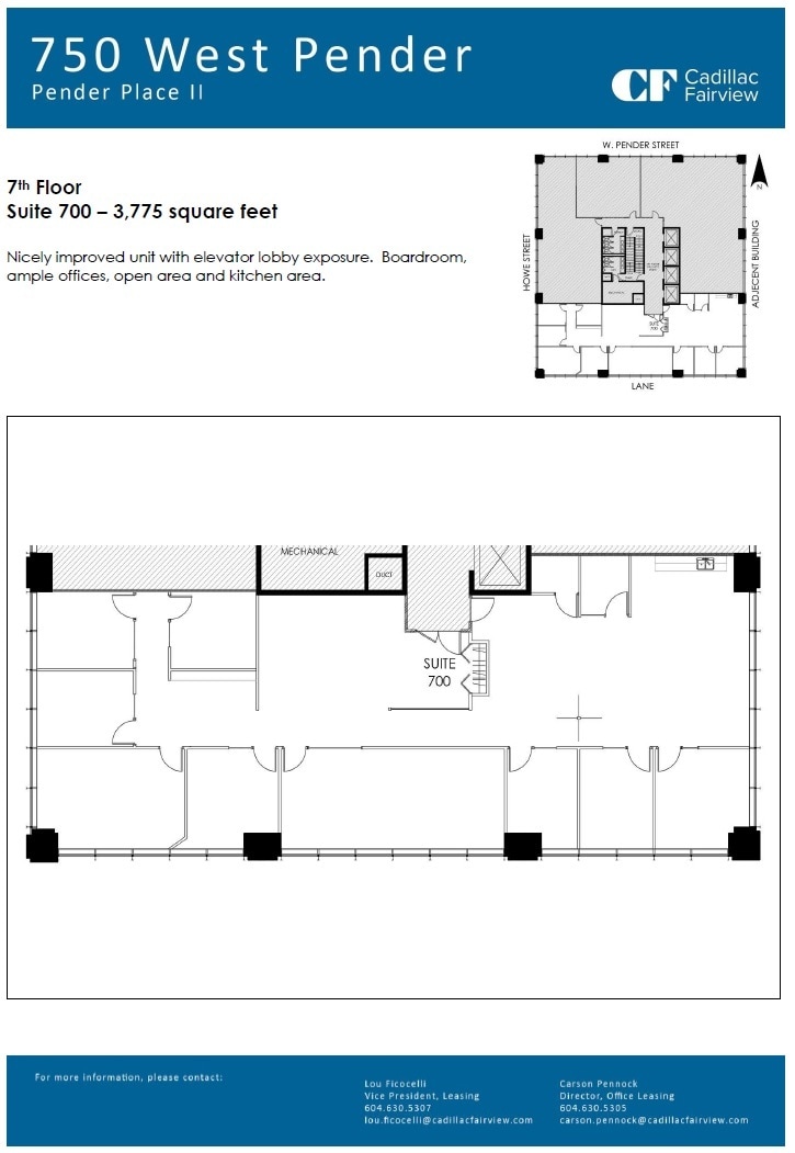 750 W Pender St, Vancouver, BC à louer Plan d’étage– Image 1 sur 1