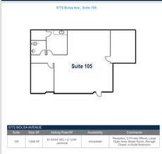 5762 Bolsa Ave, Huntington Beach, CA à louer Plan d’étage– Image 1 sur 1