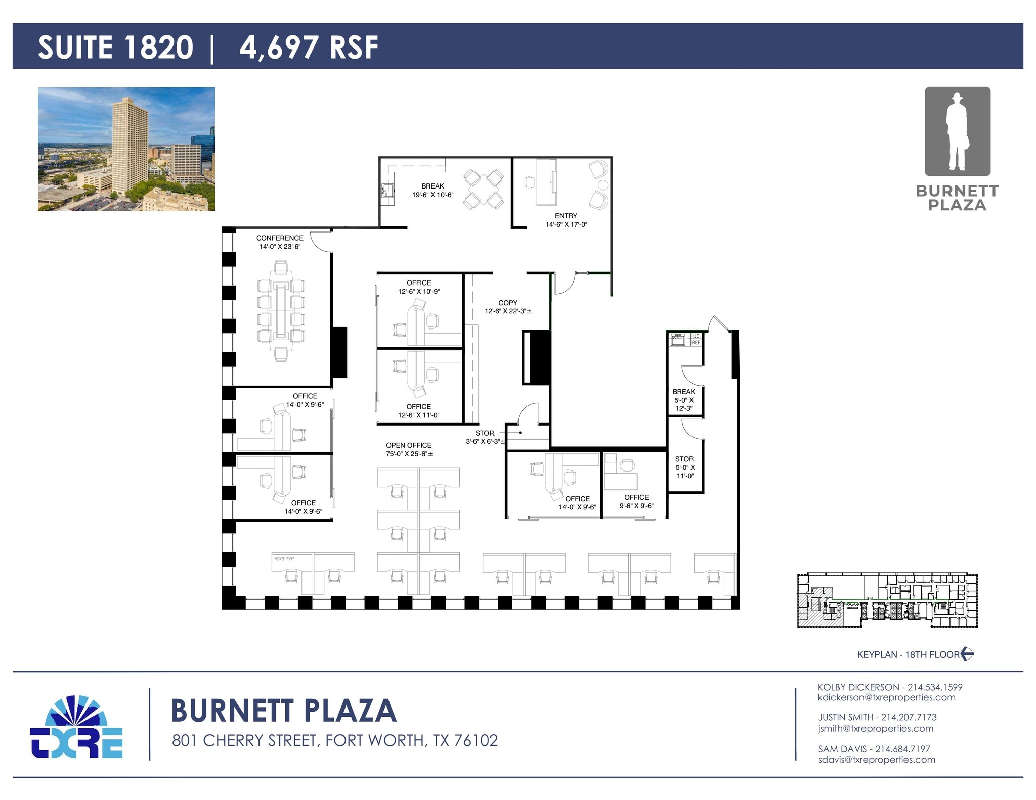 801 Cherry St, Fort Worth, TX à louer Plan d’étage– Image 1 sur 2