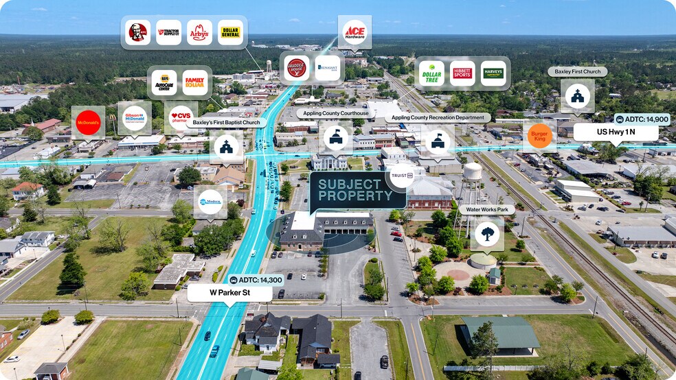 105 W Parker St, Baxley, GA à vendre - Aérien – Image 3 sur 3