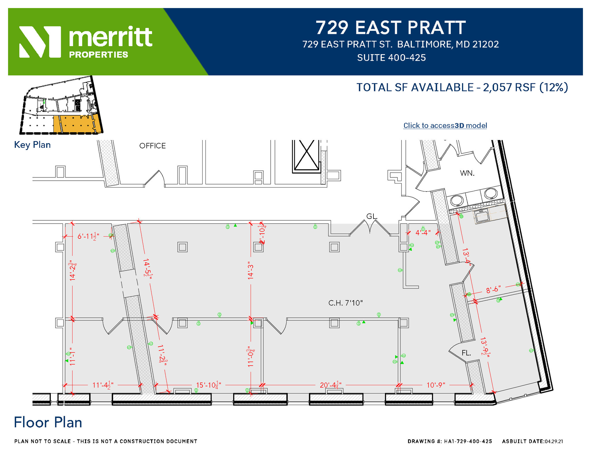 729 E Pratt St, Baltimore, MD à louer Plan d’étage– Image 1 sur 1