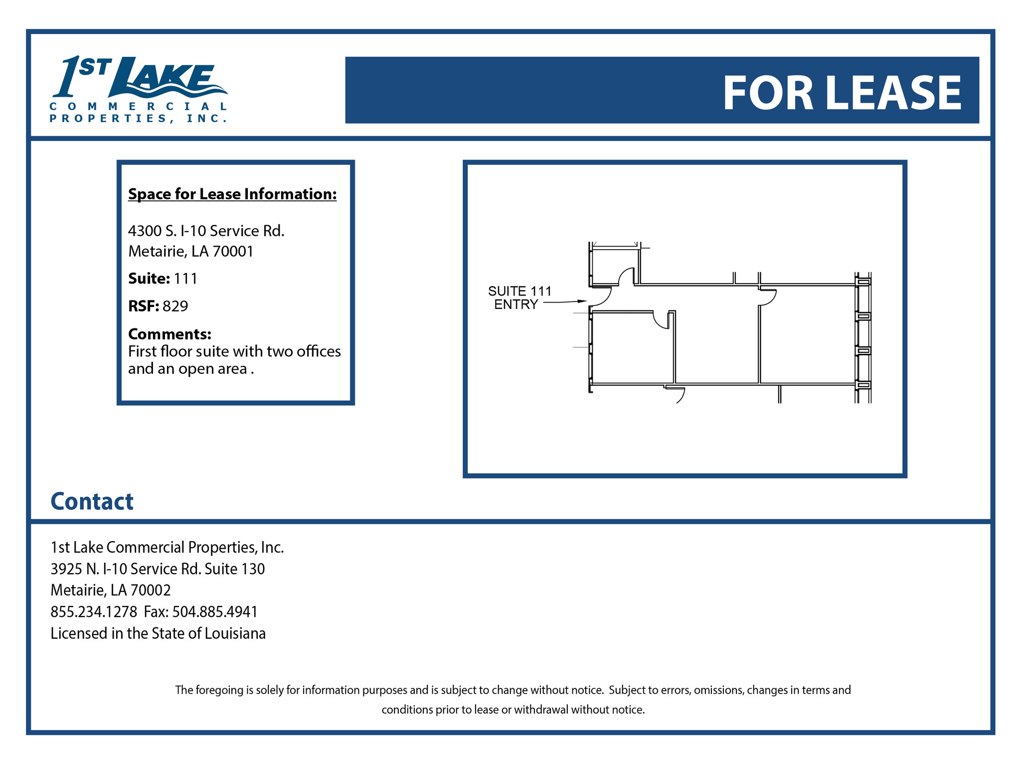 4300 S I-10 Service Rd, Metairie, LA à louer Plan d’étage– Image 1 sur 6