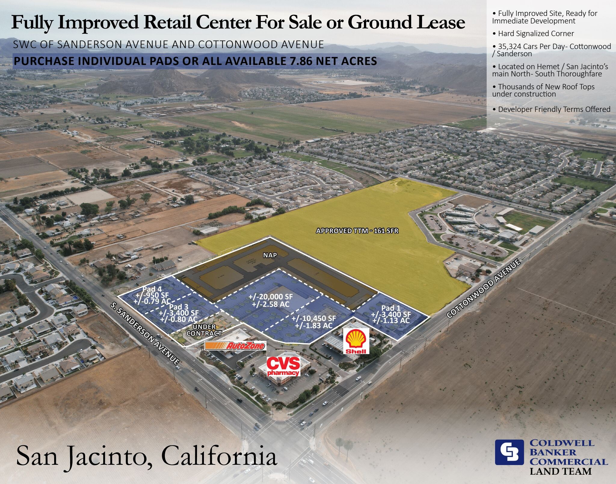 SWC S Sanderson Ave & Cottonwood Ave, San Jacinto, CA à vendre Aérien– Image 1 sur 3