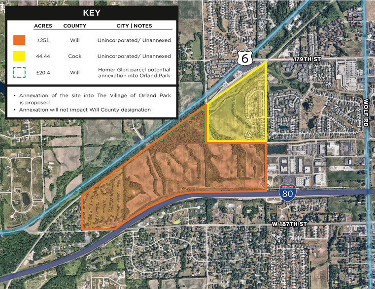 SW Hwy & I-80 WILL/COOK COUNTY LINE, Orland Park, IL à vendre - Aérien – Image 2 sur 10