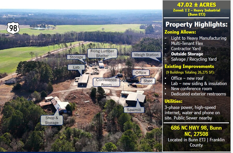 686 NC 98 Hwy W, Bunn, NC à vendre - Aérien – Image 2 sur 4