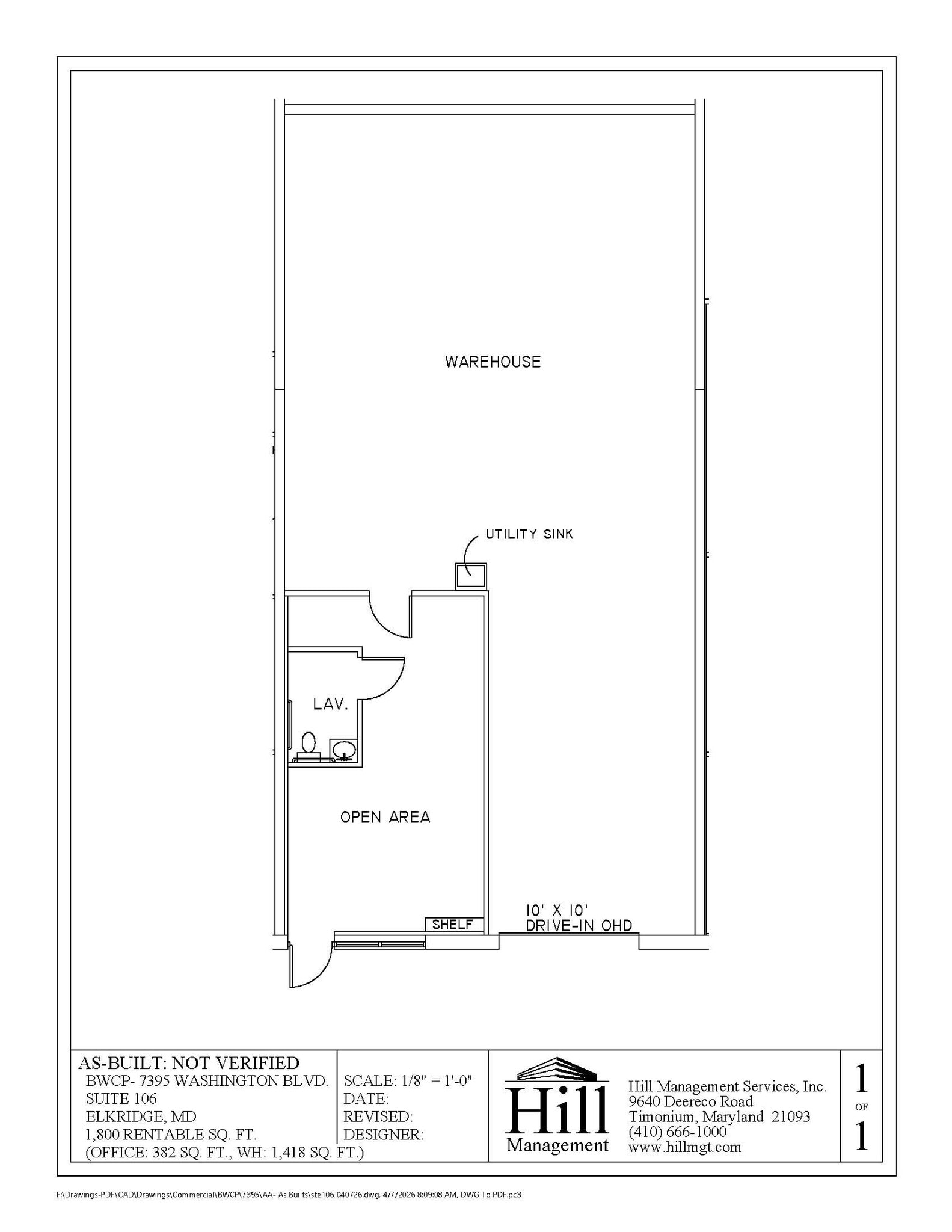 7395 Washington Blvd, Elkridge, MD à louer Plan d’étage– Image 1 sur 1