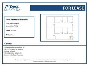 2200 Veterans Memorial Blvd, Kenner, LA à louer Plan d’étage– Image 1 sur 1