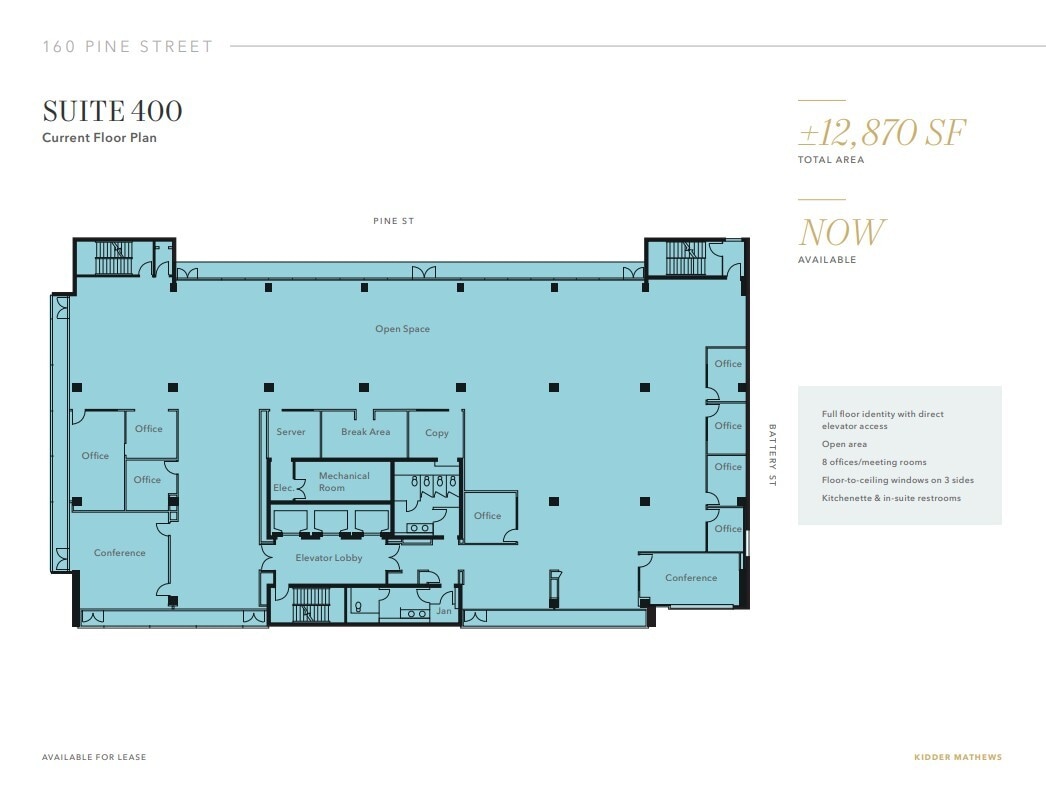 160 Pine St, San Francisco, CA à louer Plan d’étage– Image 1 sur 2
