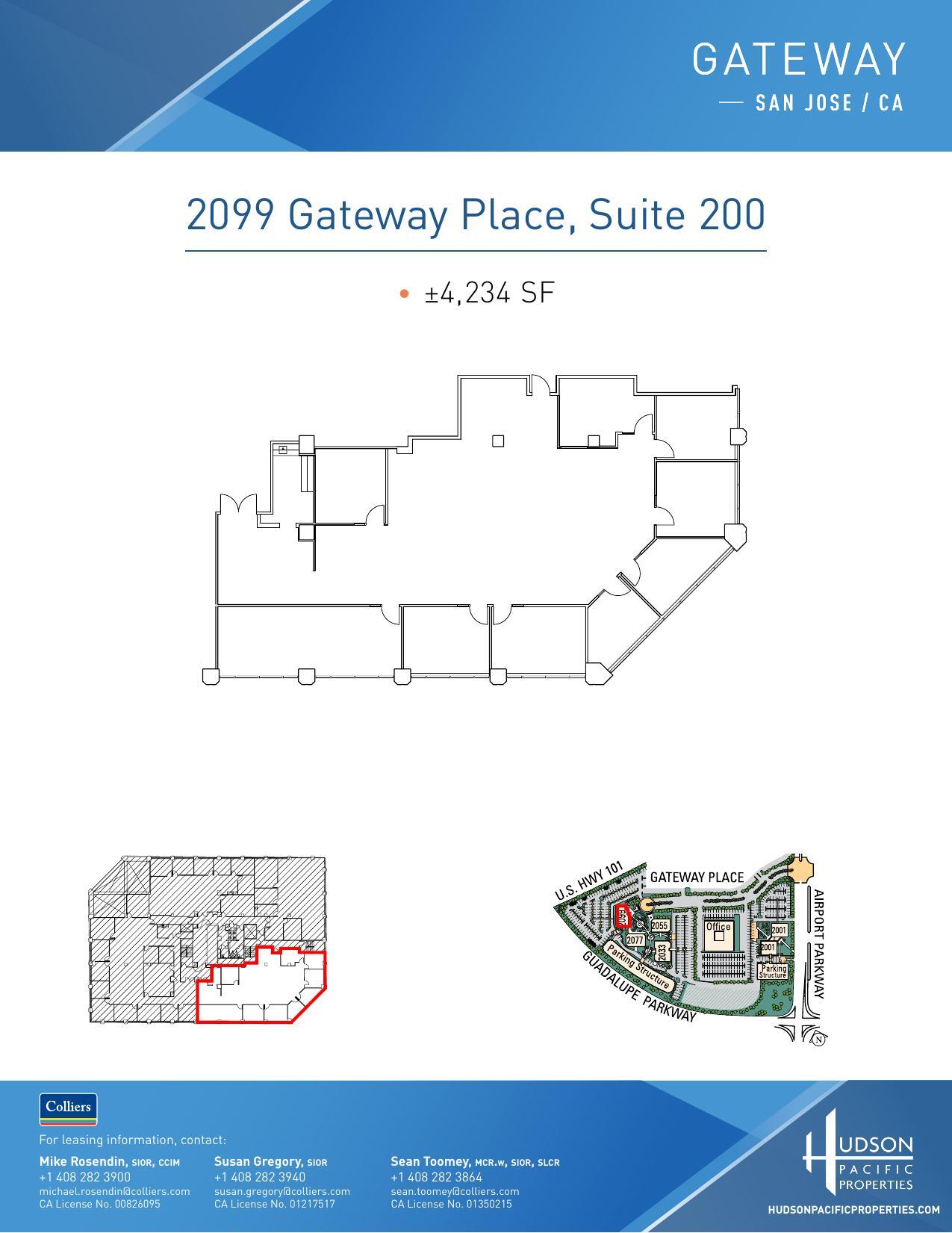 2033 Gateway Pl, San Jose, CA à louer Plan d’étage– Image 1 sur 1