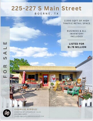Plus de détails pour 225 & 227 S Main St, Boerne, TX - Local commercial à vendre