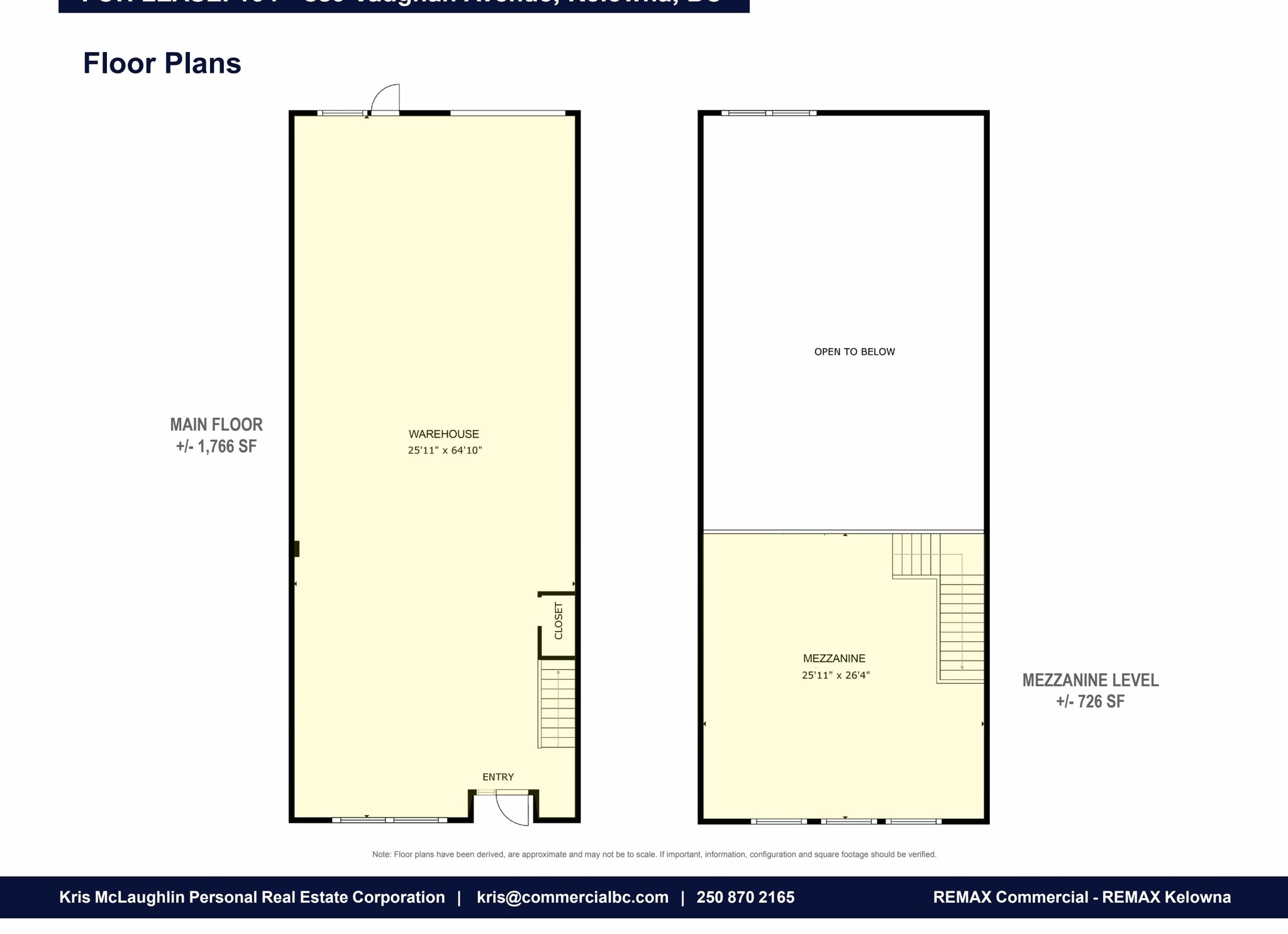 889 Vaughan Av, Kelowna, BC à louer Plan d’étage– Image 1 sur 2