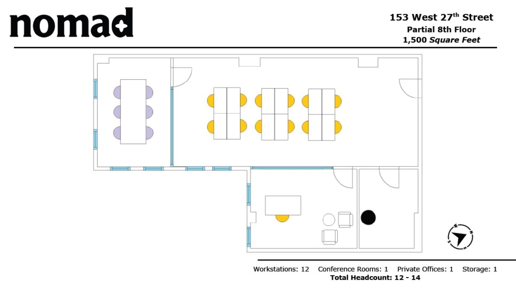 153 W 27th St, New York, NY à louer Plan d’étage– Image 1 sur 5