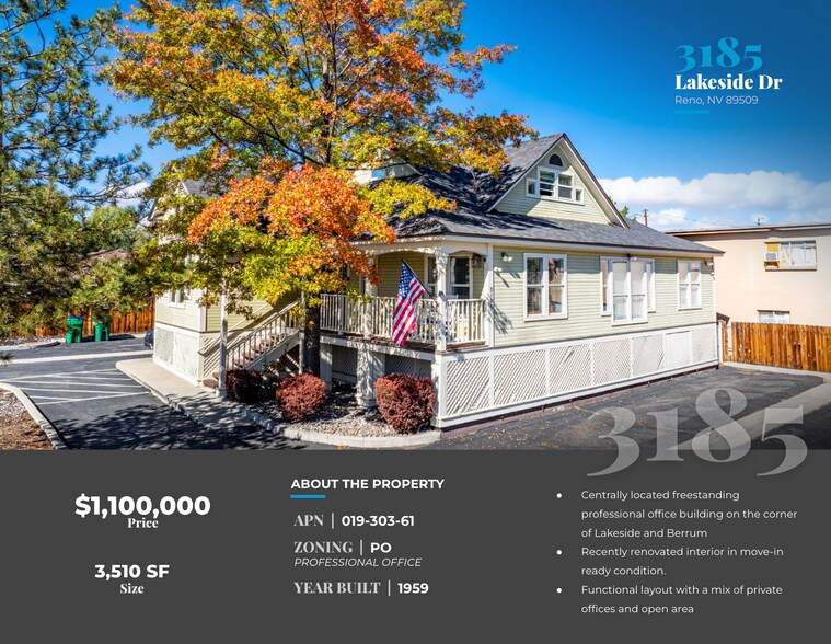 3185 Lakeside Dr, Reno, NV à vendre - Photo de l’immeuble – Image 2 sur 17