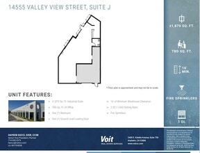 14525 Valley View Ave, Santa Fe Springs, CA à louer Plan d’étage– Image 1 sur 1