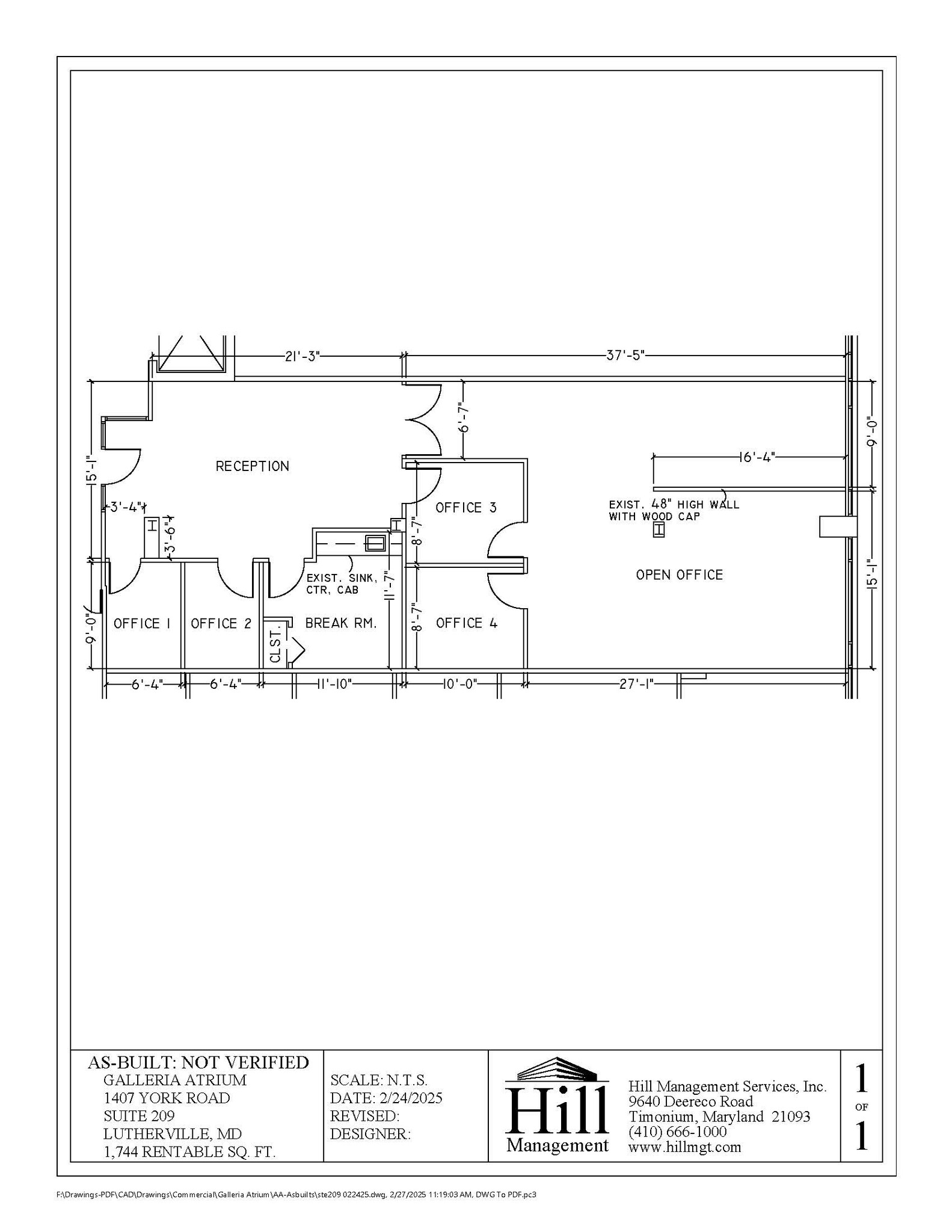 1407 York Rd, Lutherville, MD à louer Plan d’étage– Image 1 sur 1